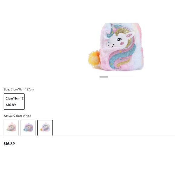 Colorful Unicorn Appliquéd Faux Fur Backpack - Picture 9 of 9